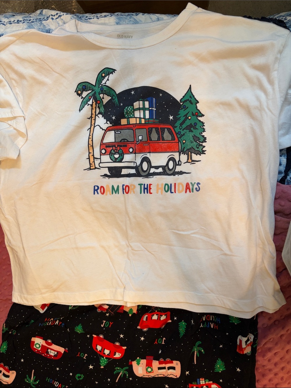 Old Navy Black Holiday Camper Pajama Set